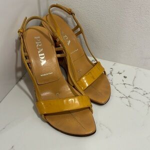 Prada Wedge Cork Strappy Sandals